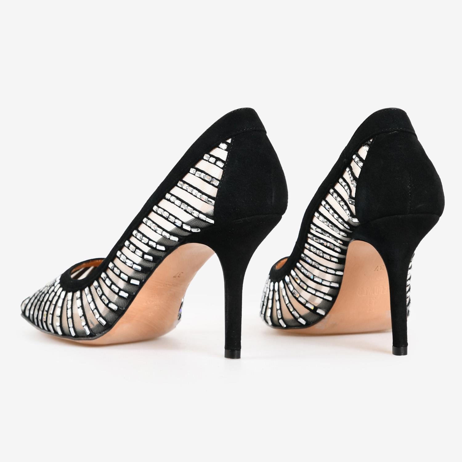 Bej File Satan Taş Detaylı Kadın Abiye Ayakkabı