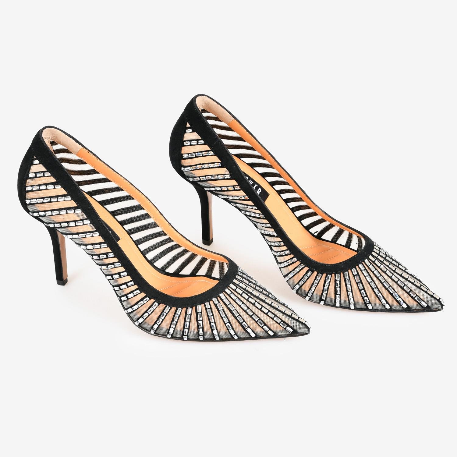 Bej File Satan Taş Detaylı Kadın Abiye Ayakkabı