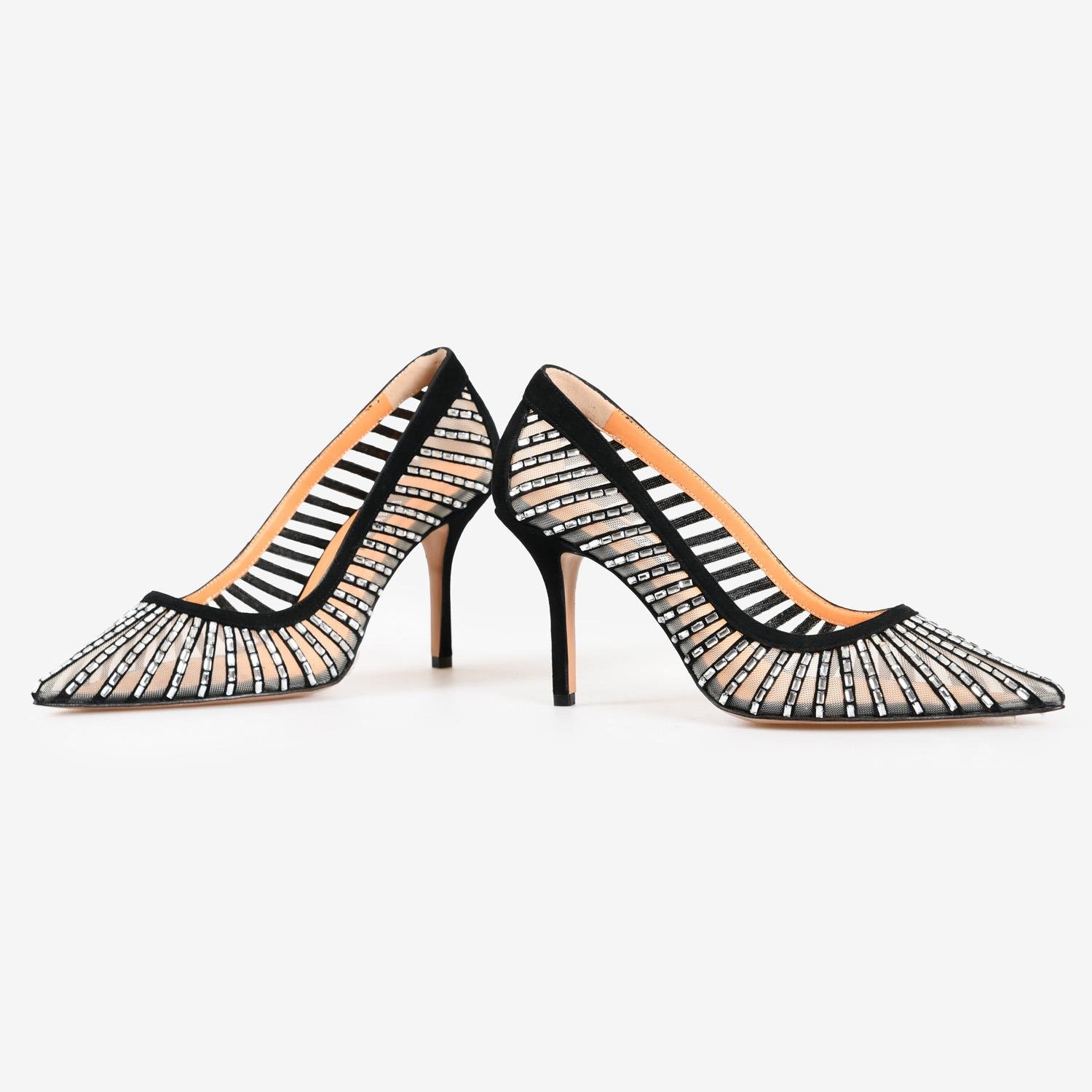 Bej File Satan Taş Detaylı Kadın Abiye Ayakkabı