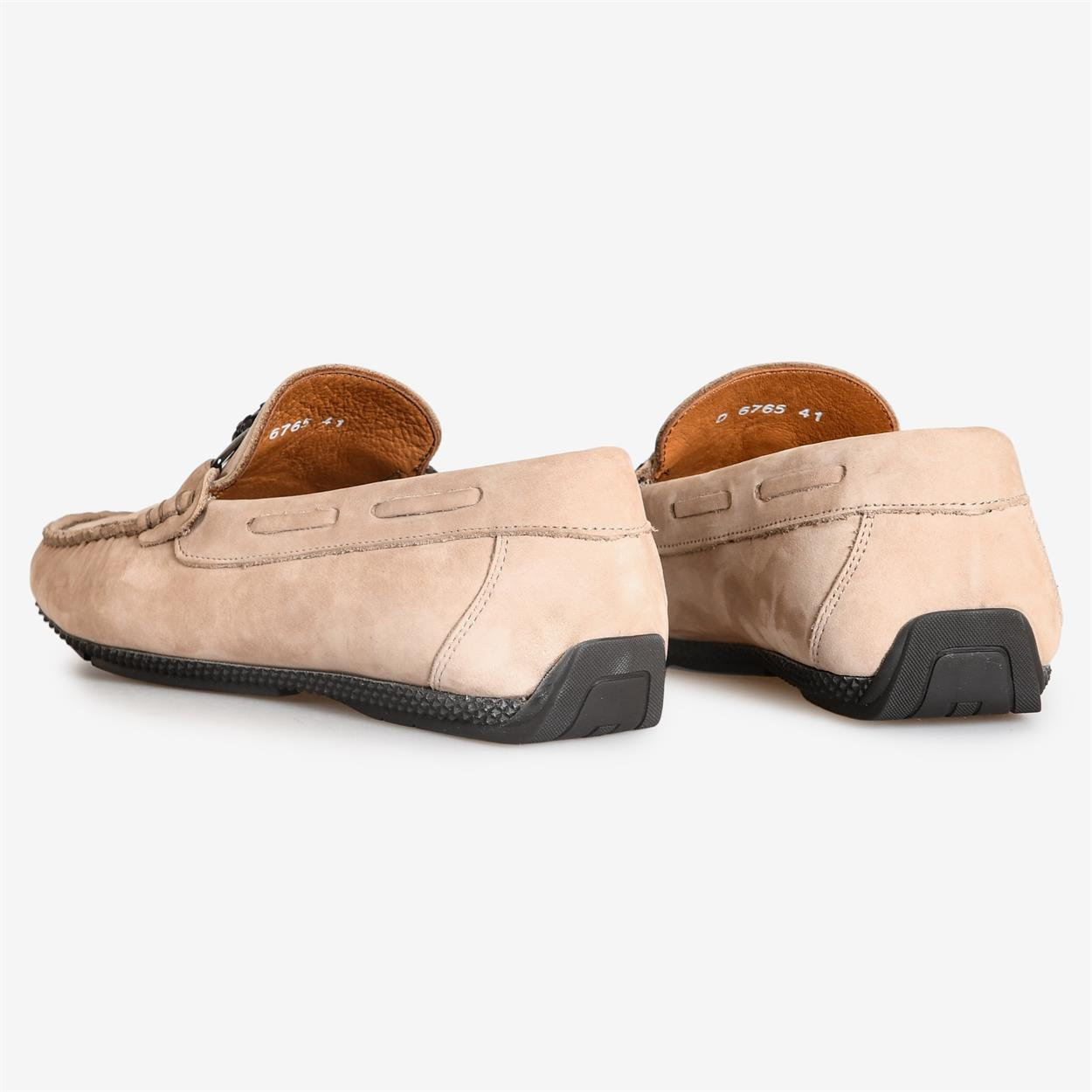 Bej Nubuk Deri Erkek Loafer Ayakkabı