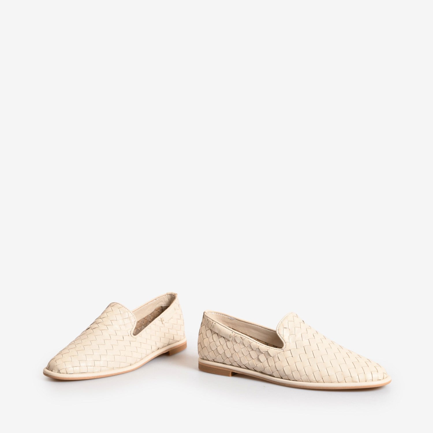 Bej Örgü Deri Kadın Loafer