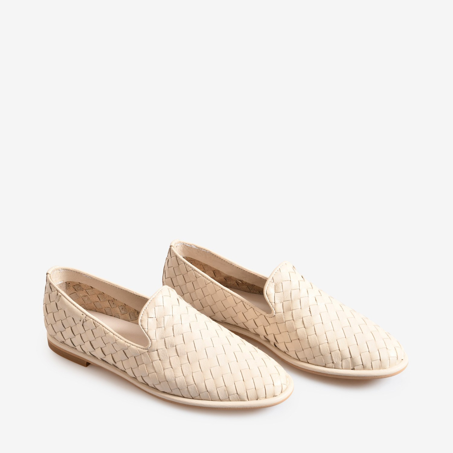 Bej Örgü Deri Kadın Loafer