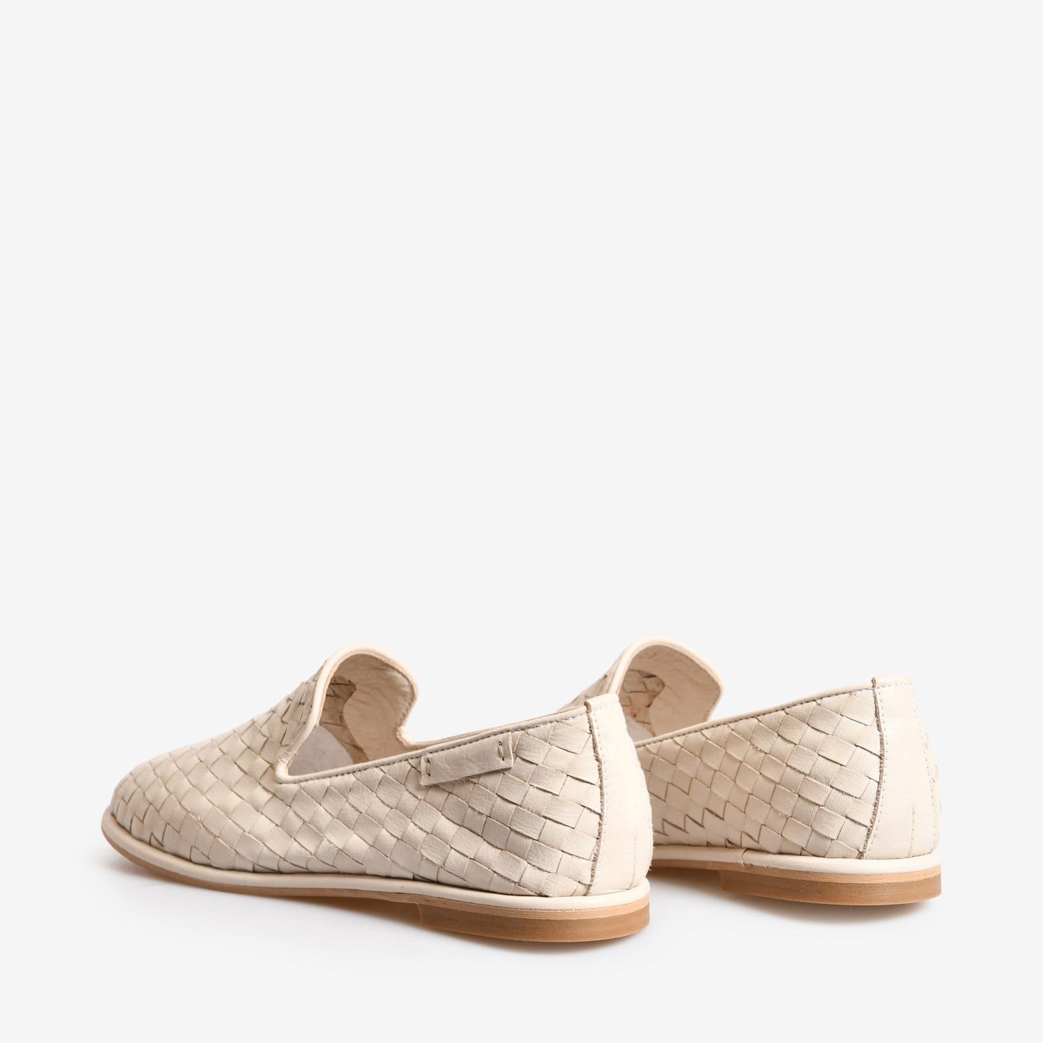 Bej Örgü Deri Kadın Loafer