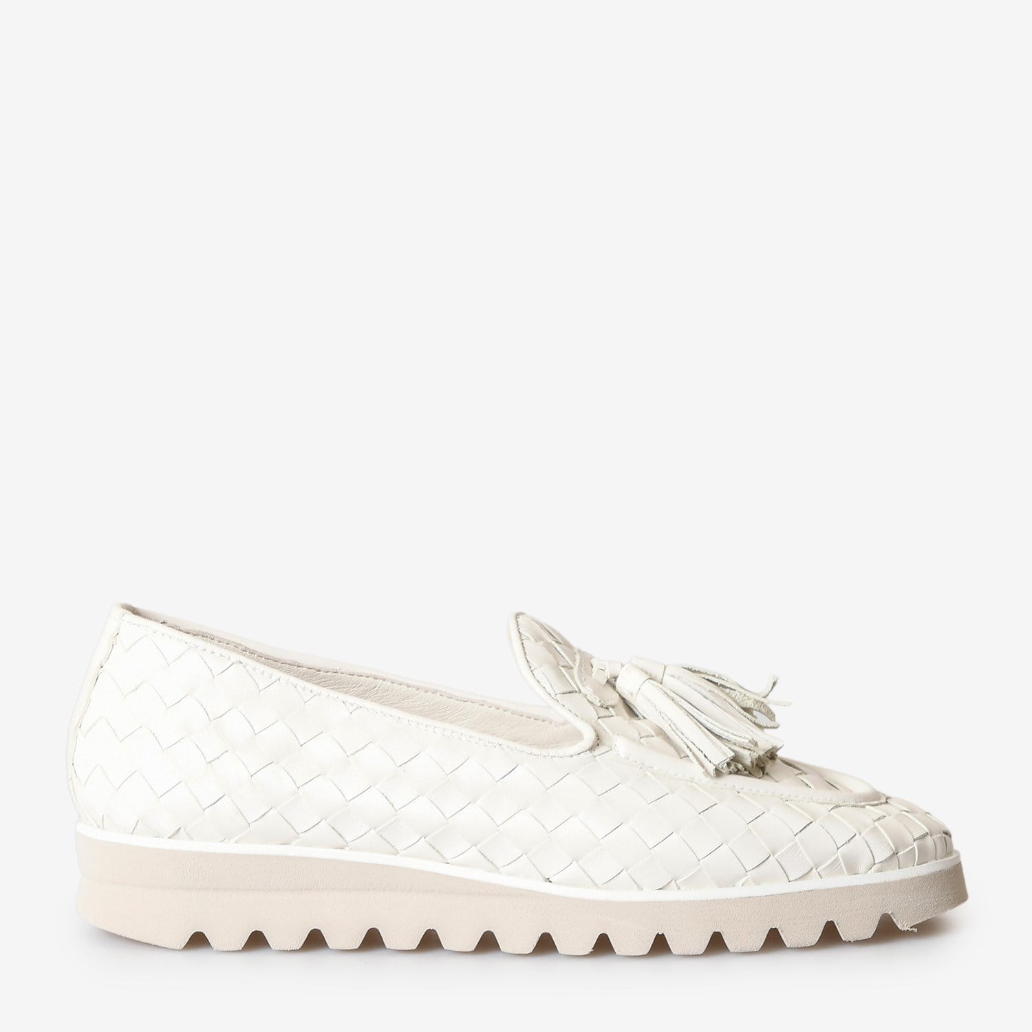 Bej Örgü Deri Kadın Loafer