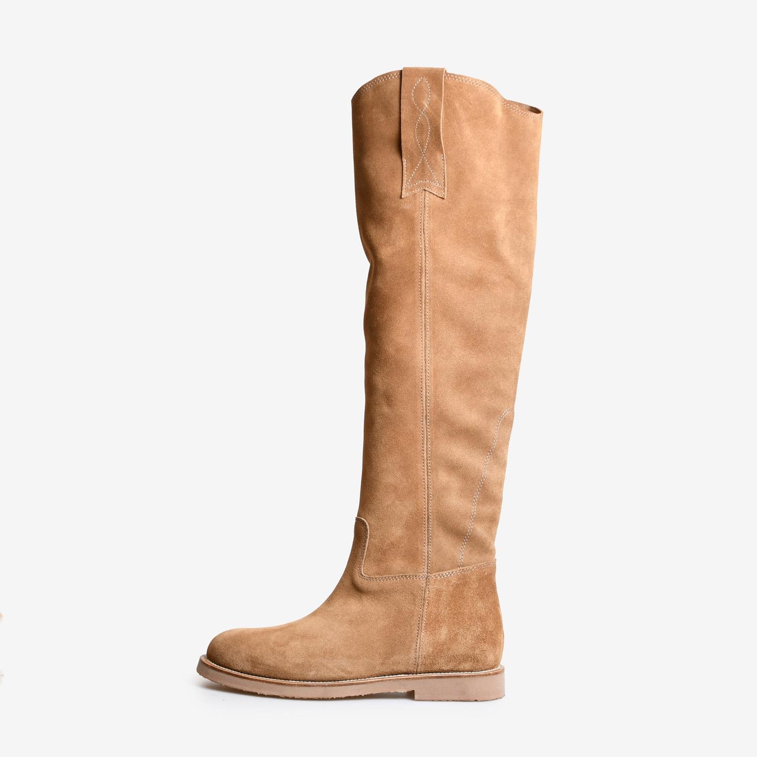 Bej Süet Düz Kadın Çizme