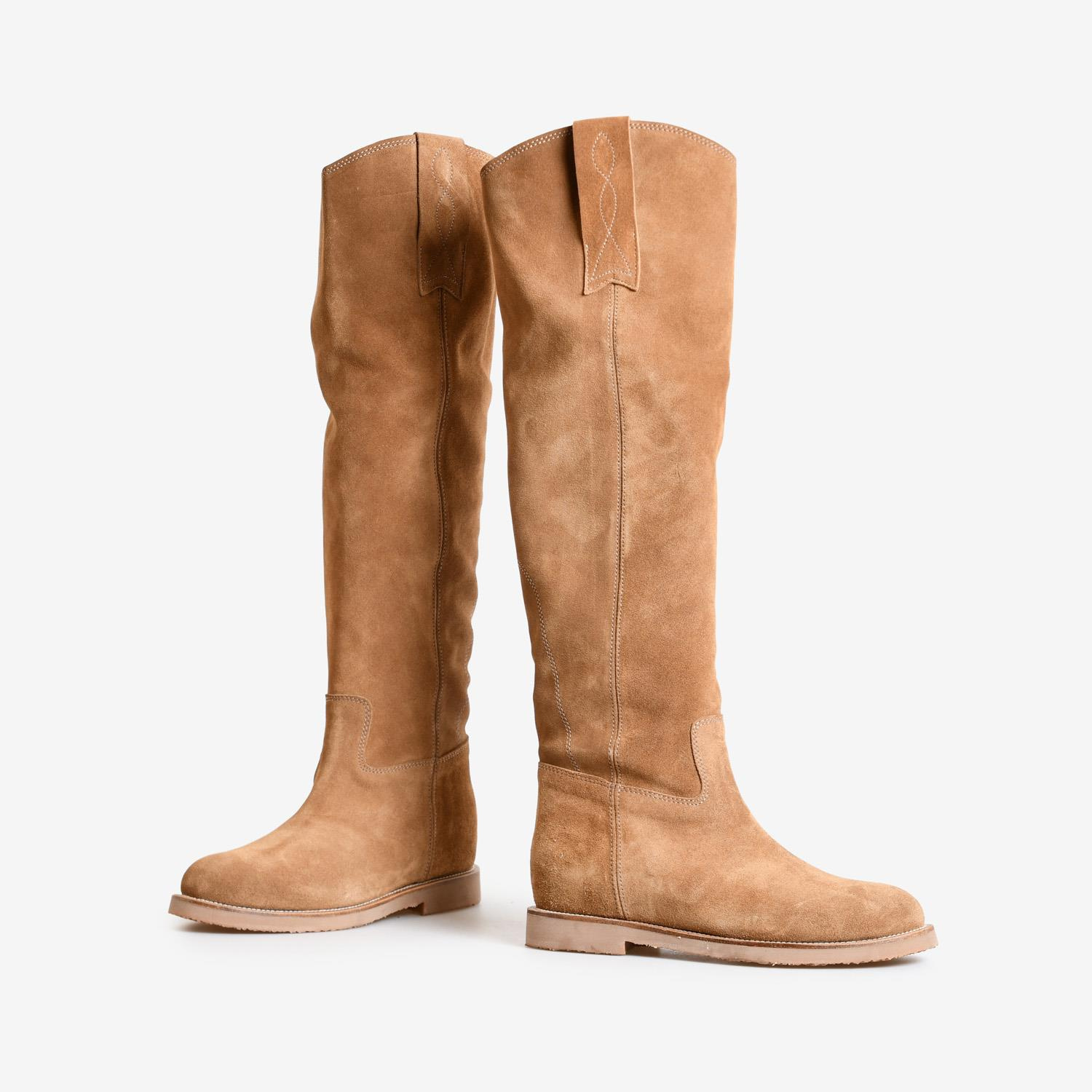 Bej Süet Düz Kadın Çizme