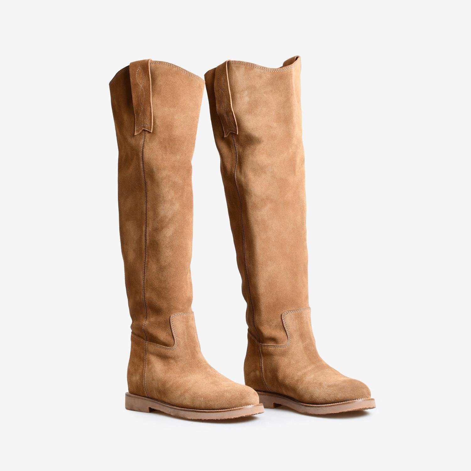 Bej Süet Düz Kadın Çizme