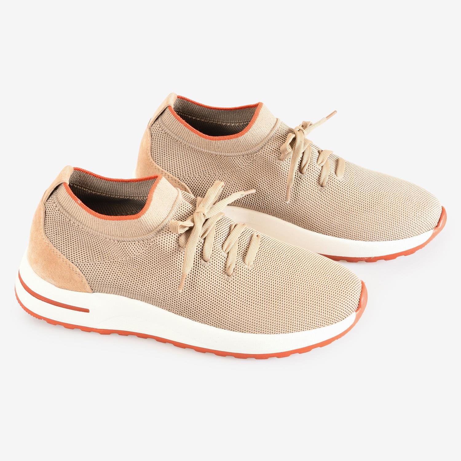 Bej Triko Bağcıklı Erkek Spor Ayakkabı