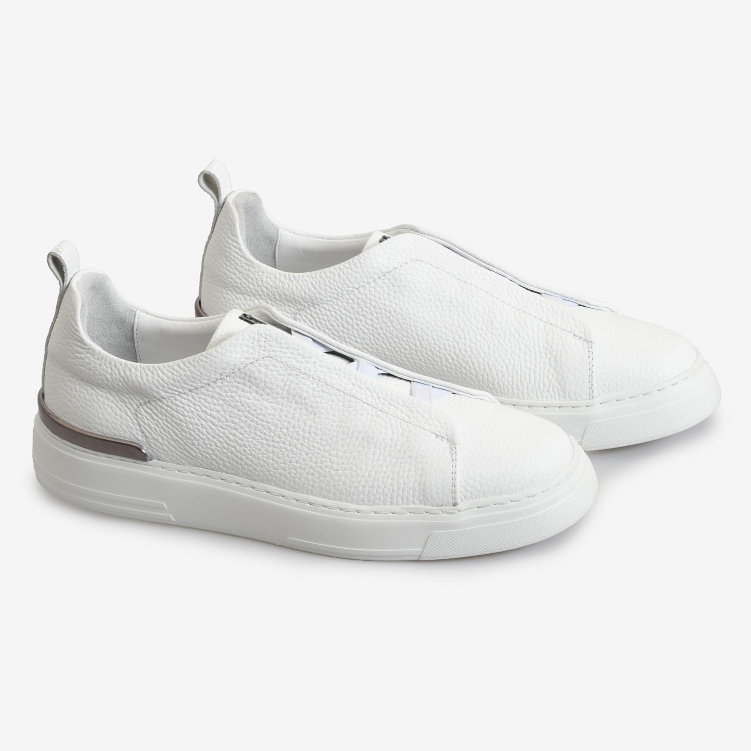 Beyaz Deri Bağcıksız Erkek Sneaker