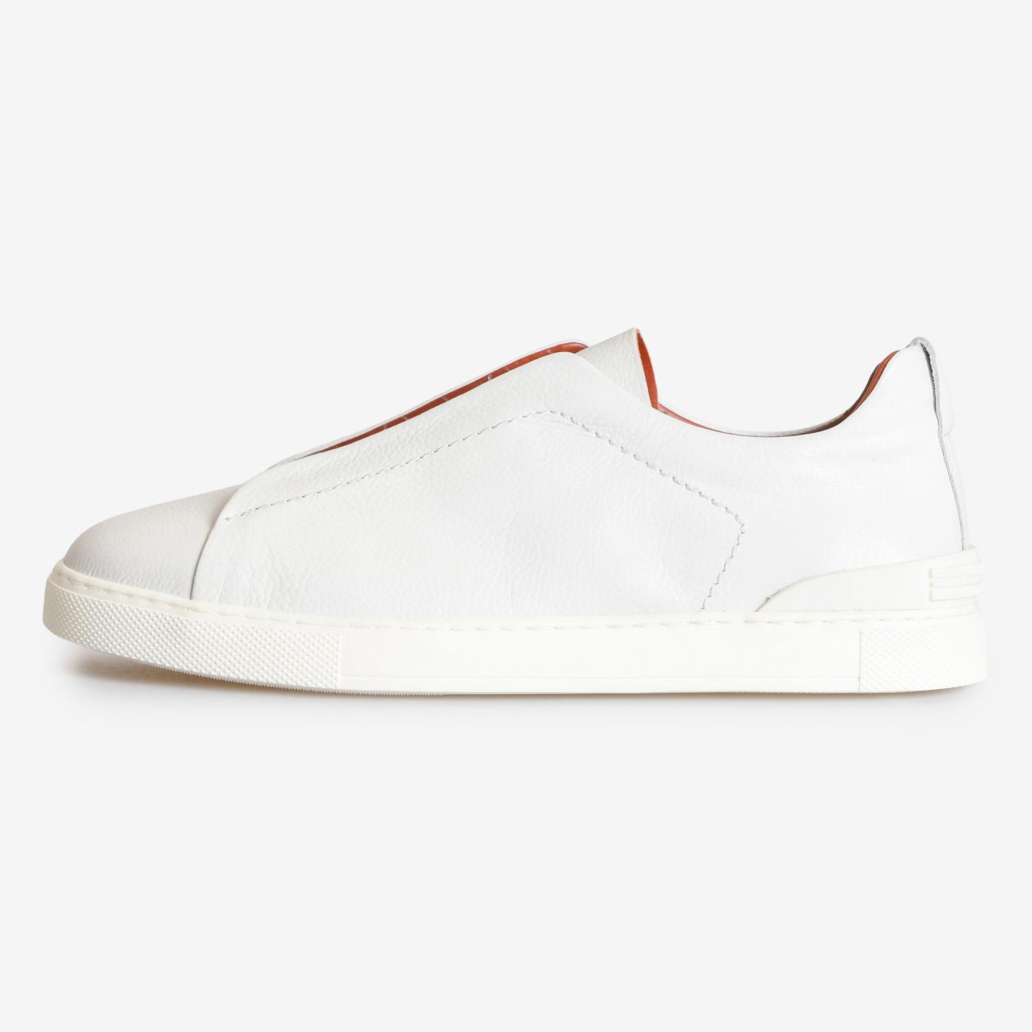 Beyaz Deri Bağcıksız Erkek Sneaker