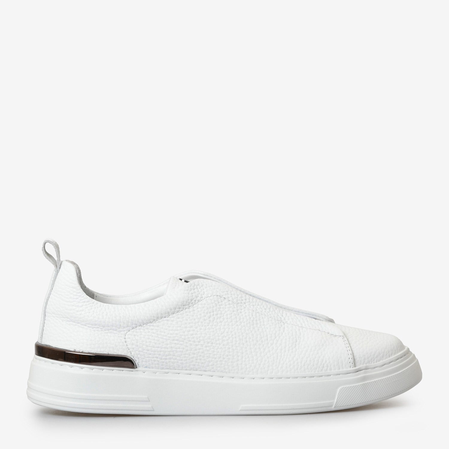 Beyaz Deri Bağcıksız Erkek Sneaker