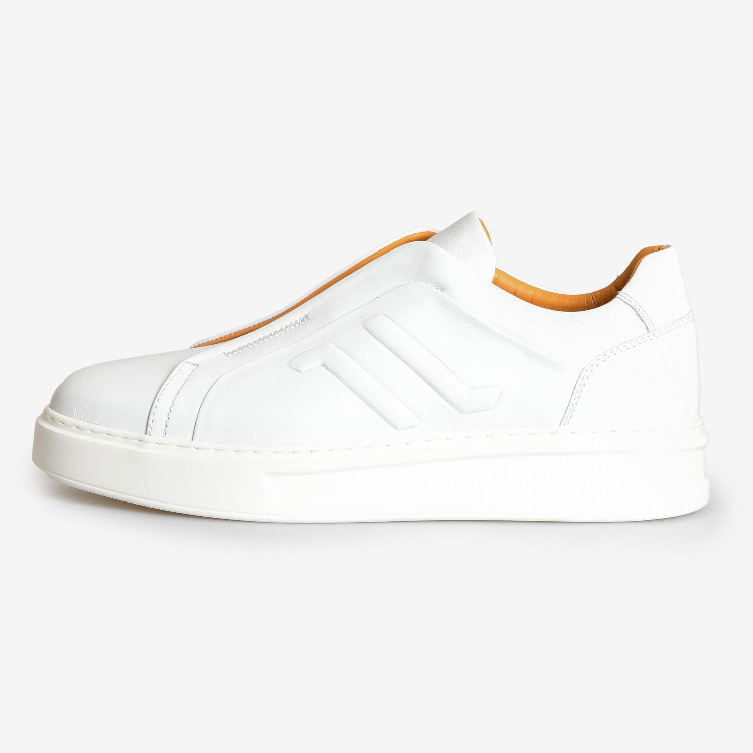 Beyaz Deri Bağcıksız Erkek Spor Ayakkabı