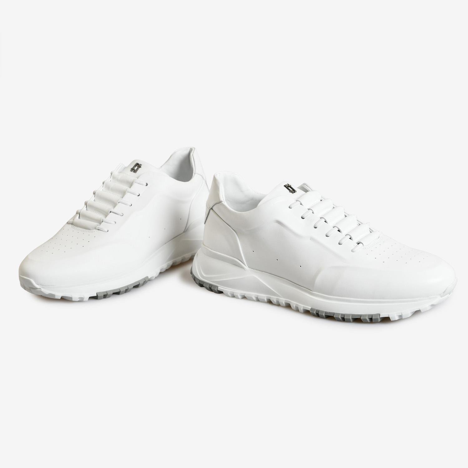 Beyaz Deri Erkek Bağcıklı Spor Ayakkabı