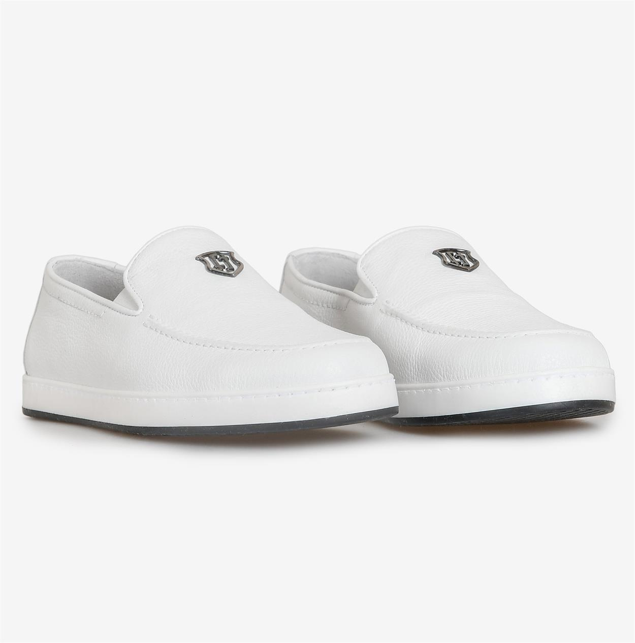 Beyaz Deri Erkek Loafer