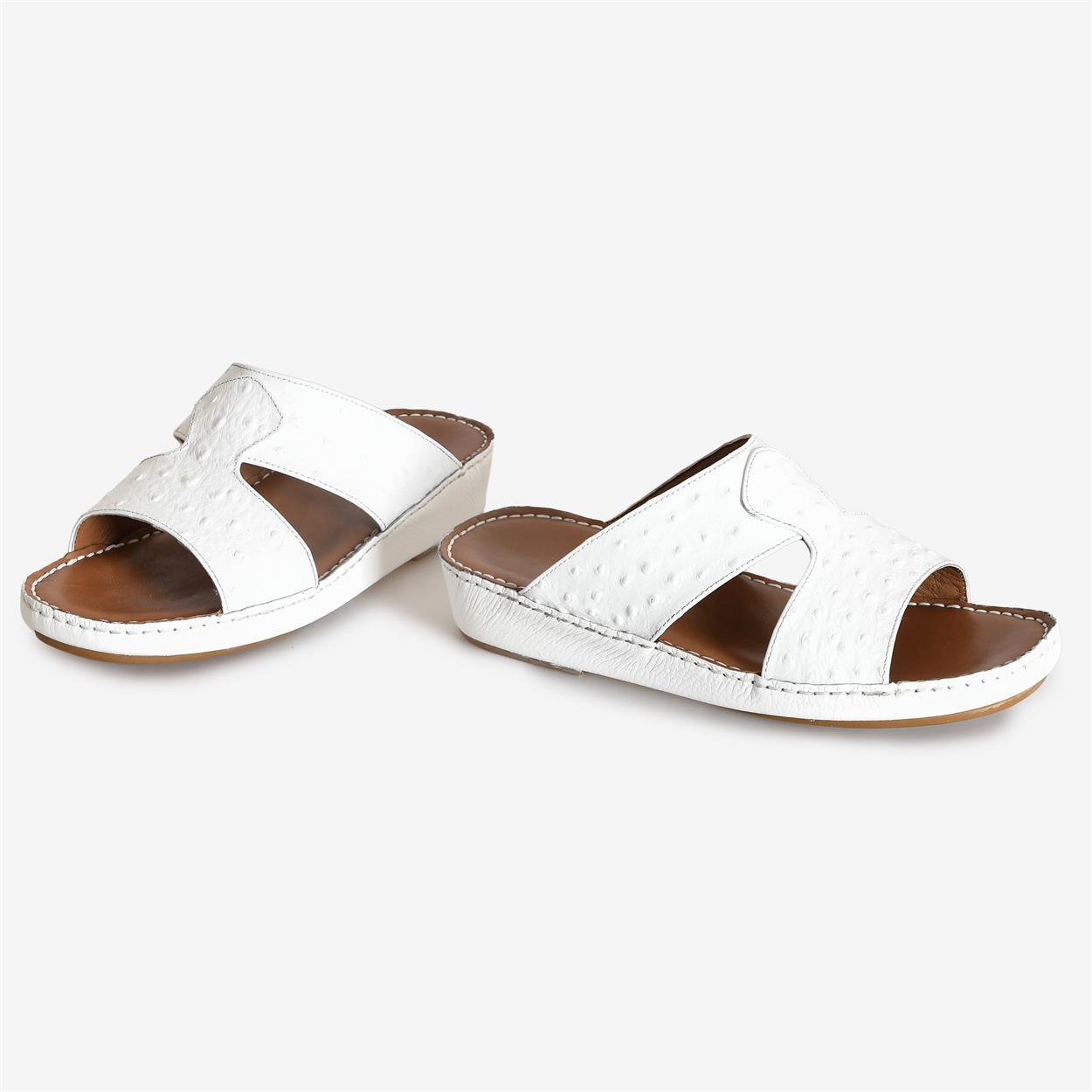 Beyaz Deri Erkek Terlik