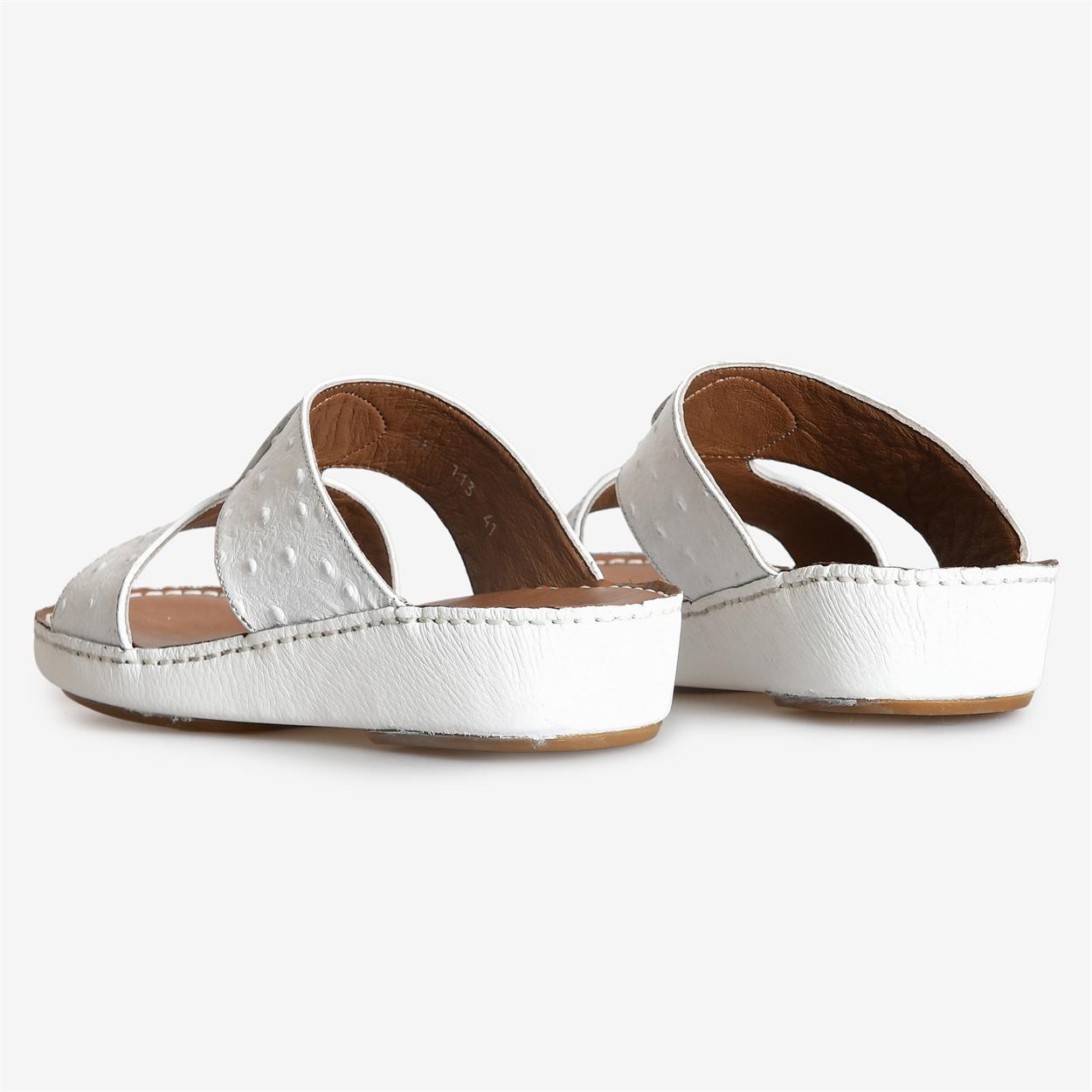 Beyaz Deri Erkek Terlik