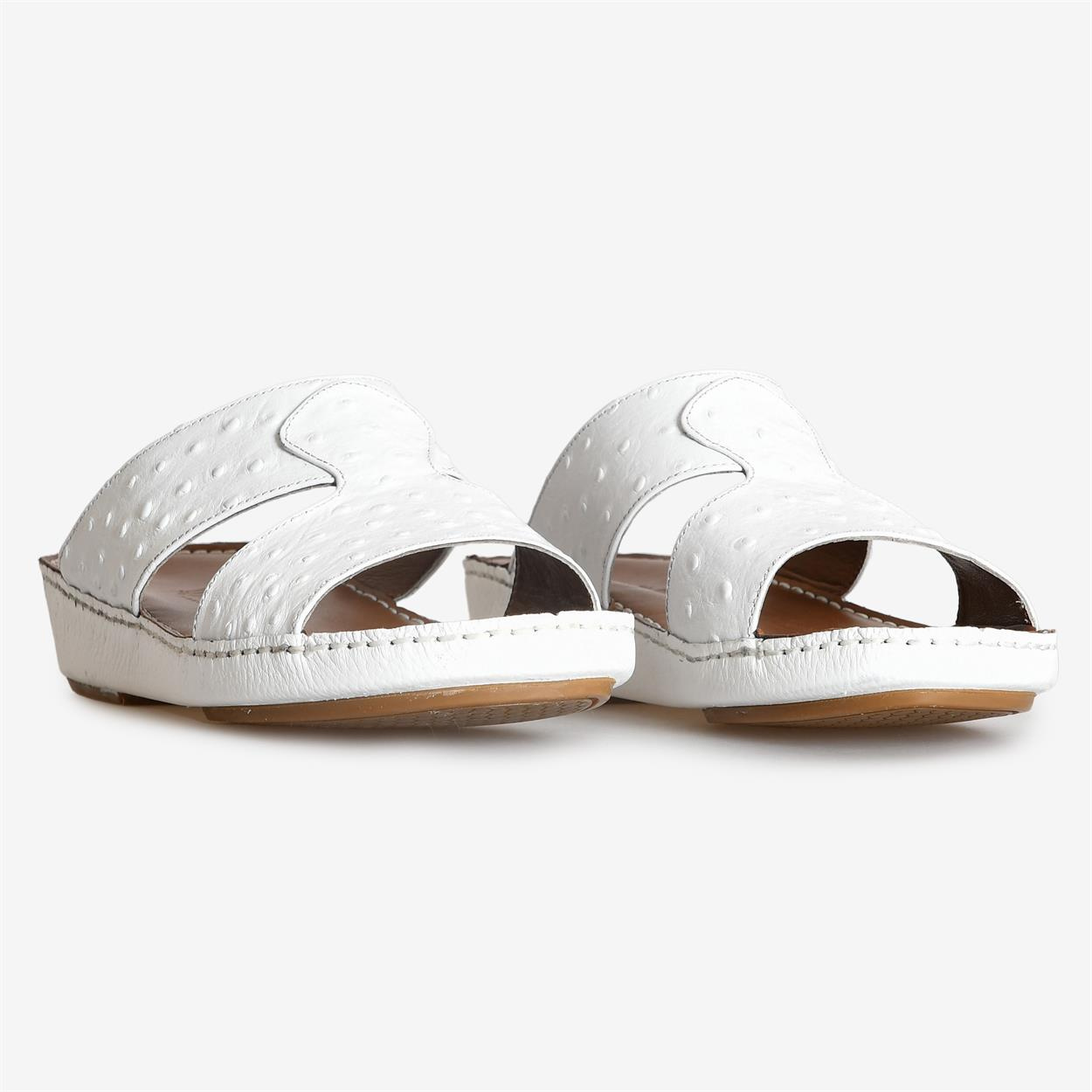 Beyaz Deri Erkek Terlik