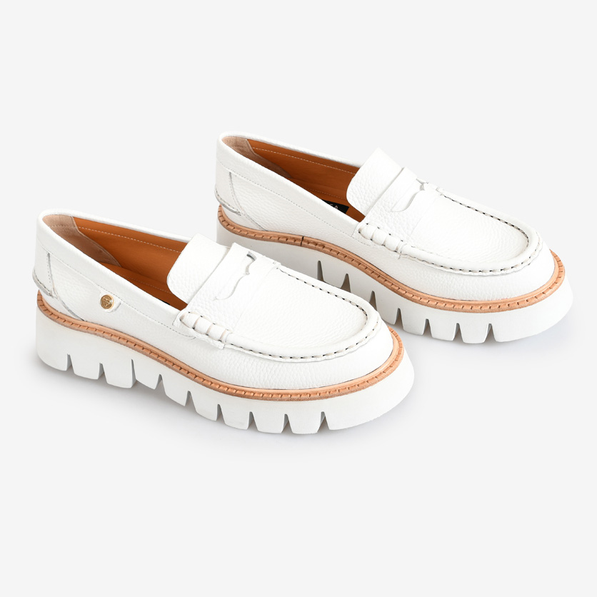 Beyaz Deri Kadın Loafer