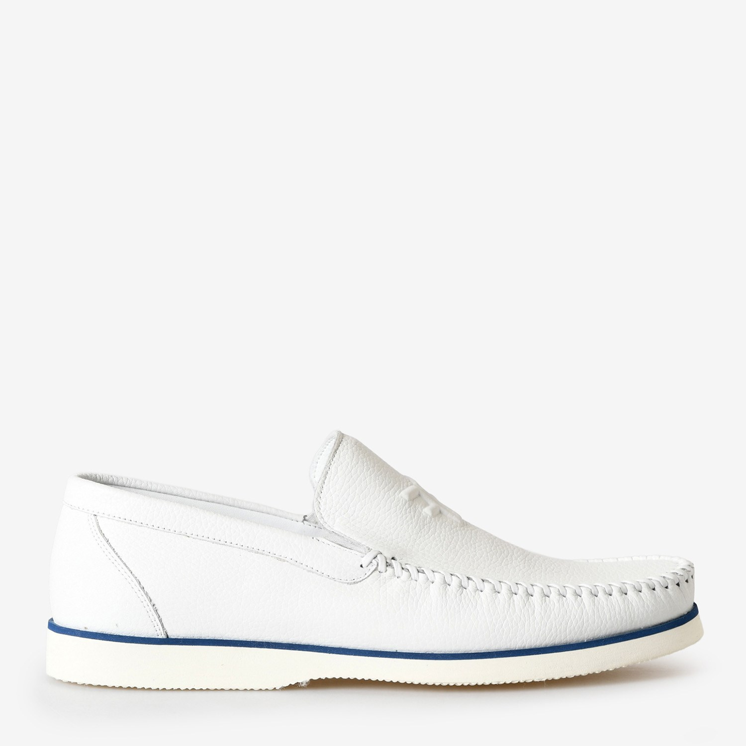Beyaz Deri Logo Baskılı Erkek Loafer