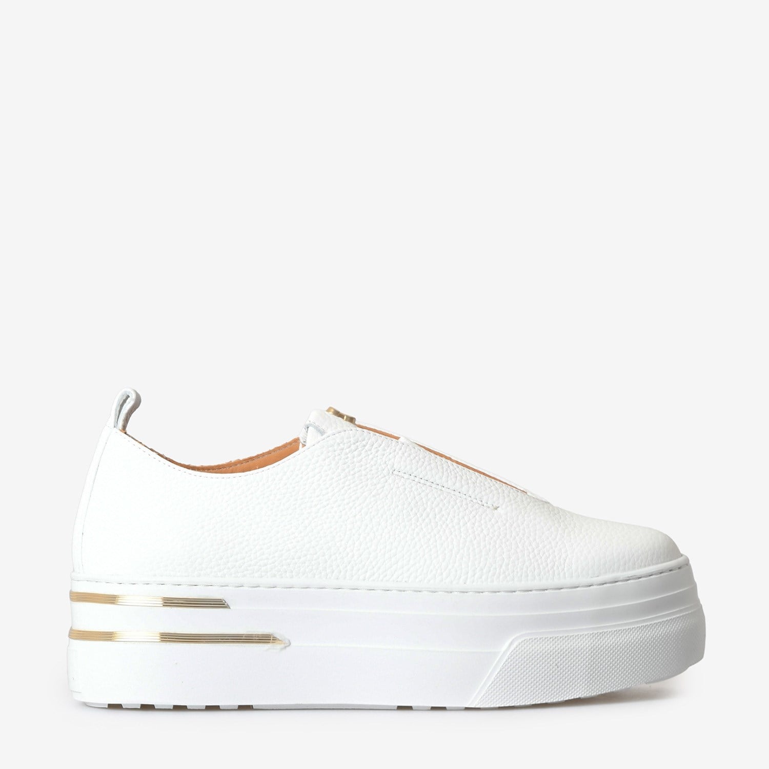 Beyaz Deri Platform Tabanlı Kadın Sneaker