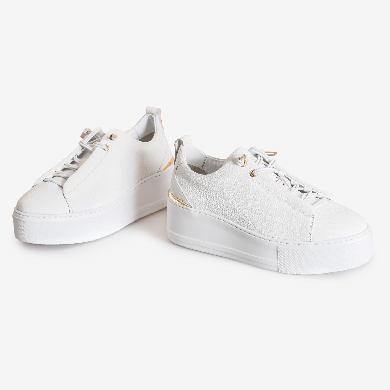 Beyaz Deri Yüksek Taban Kadın Sneaker