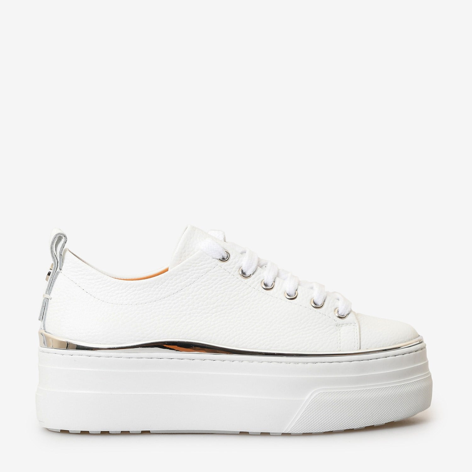 Beyaz Deri Yüksek Taban Kadın Sneaker