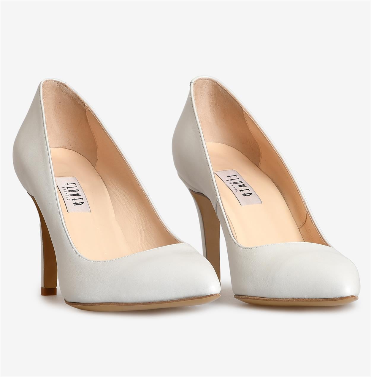 Beyaz Sedef Deri Kadın Stiletto