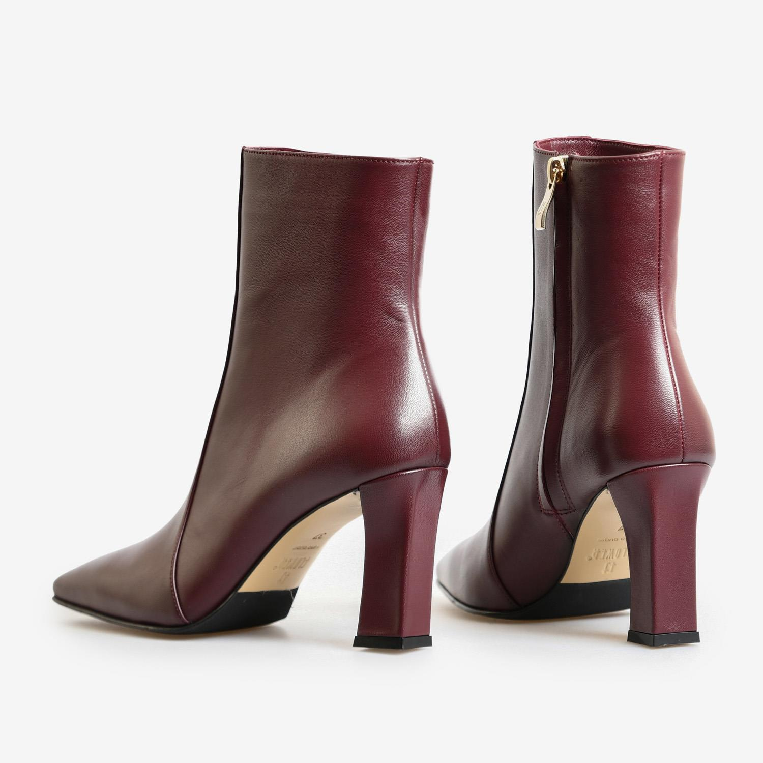 Bordo Deri Kadın Abiye Bot