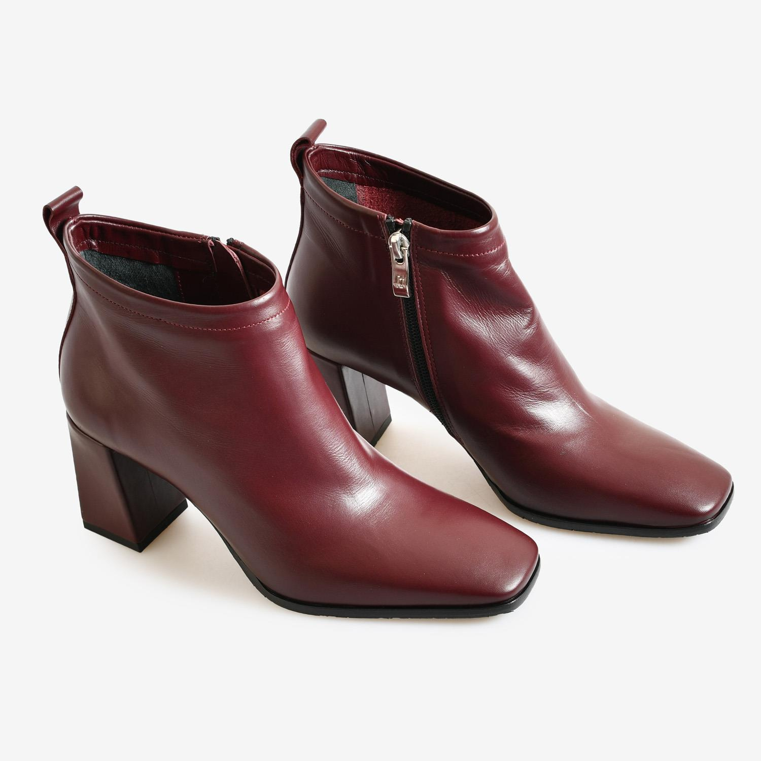 Bordo Deri Kadın Abiye Bot