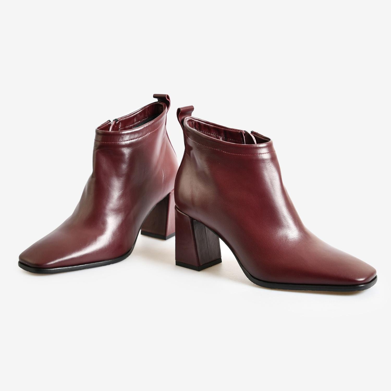 Bordo Deri Kadın Abiye Bot