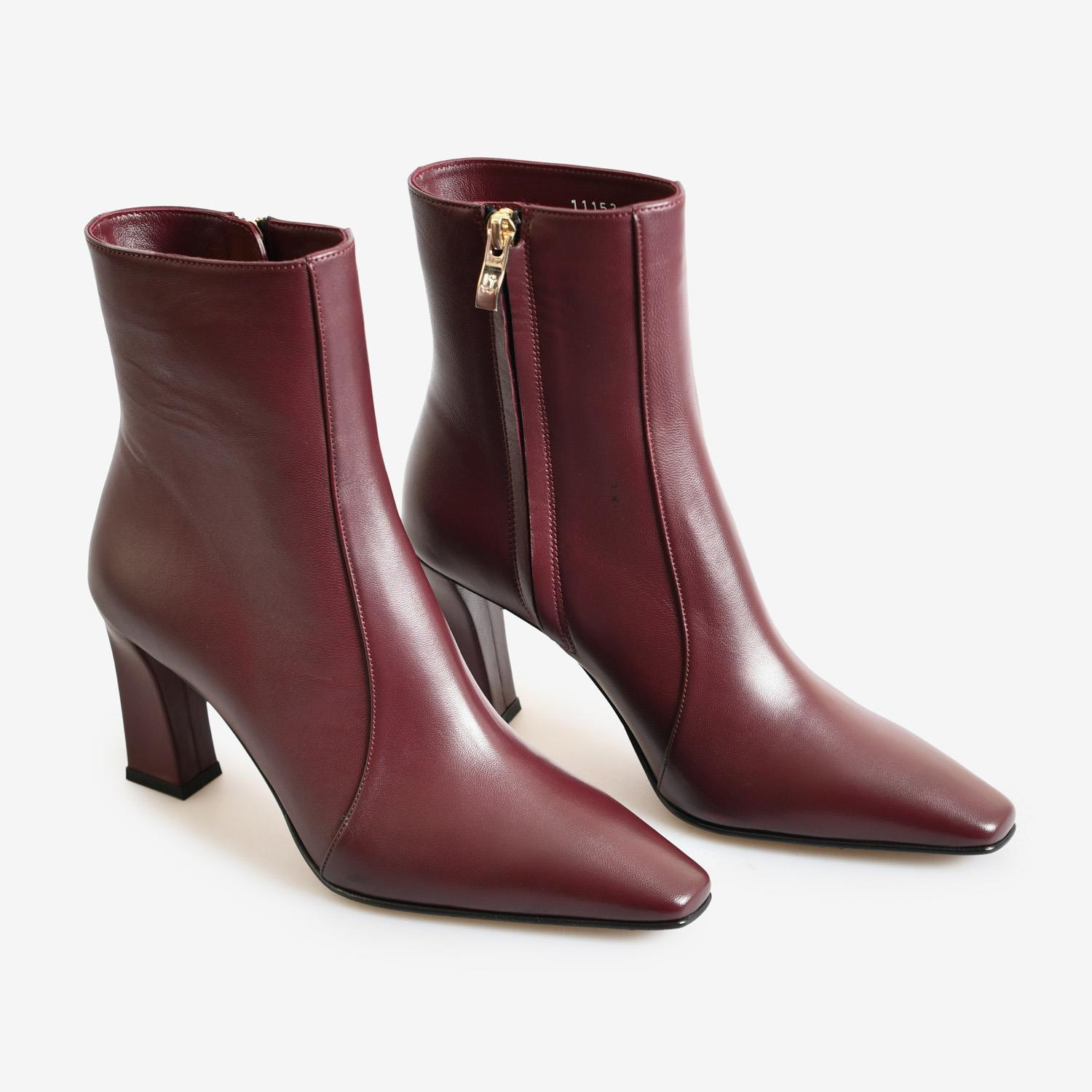 Bordo Deri Kadın Abiye Bot