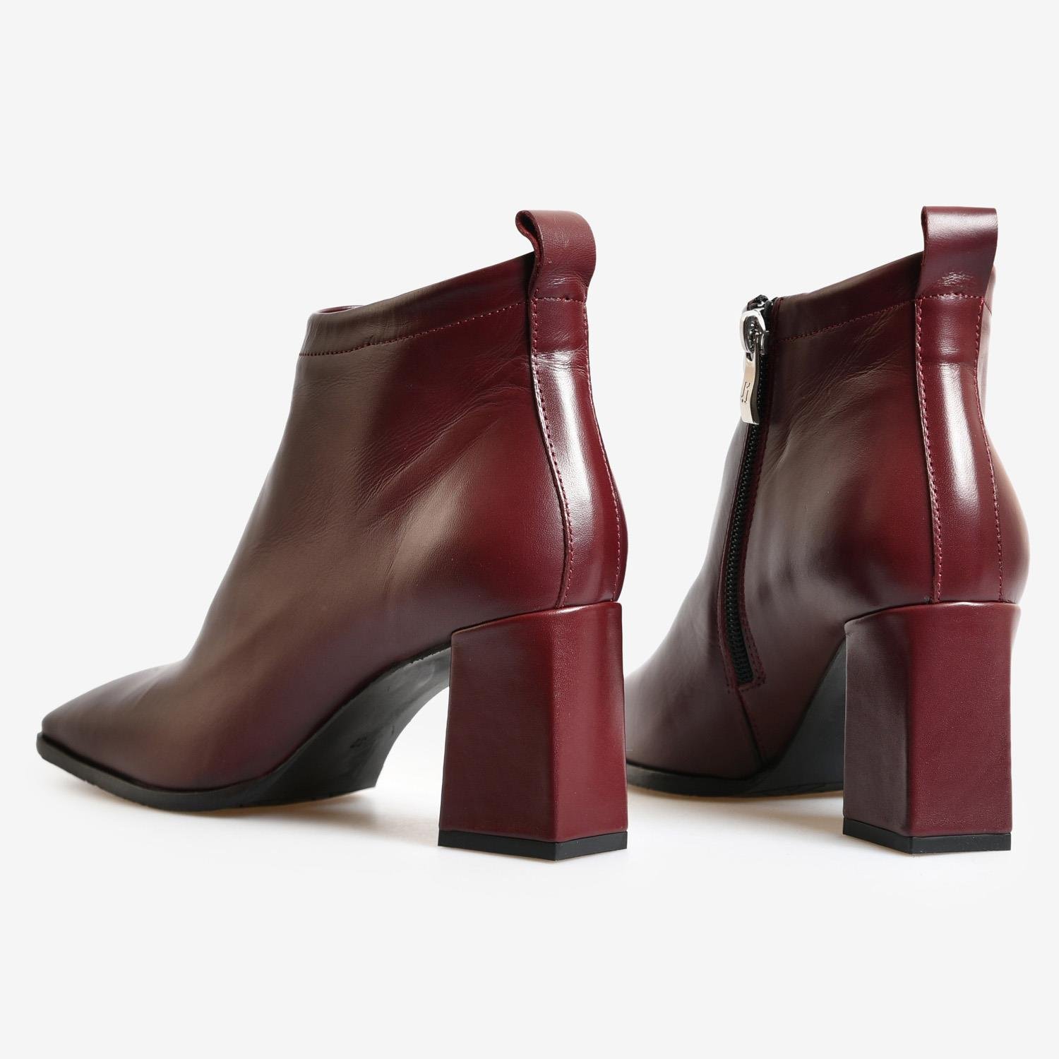 Bordo Deri Kadın Abiye Bot