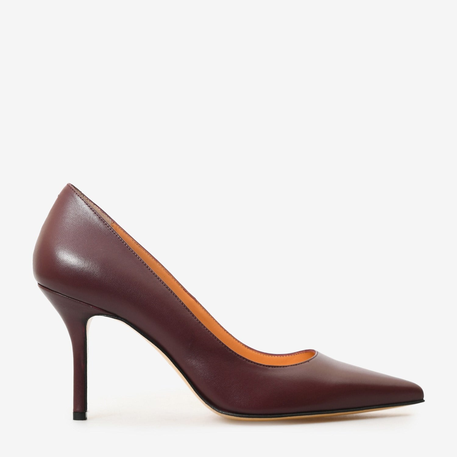 Bordo Deri Kadın Stiletto