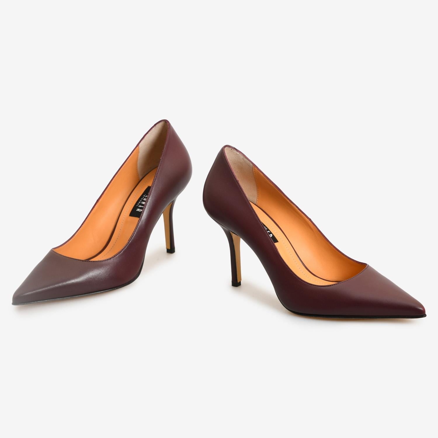 Bordo Deri Kadın Stiletto