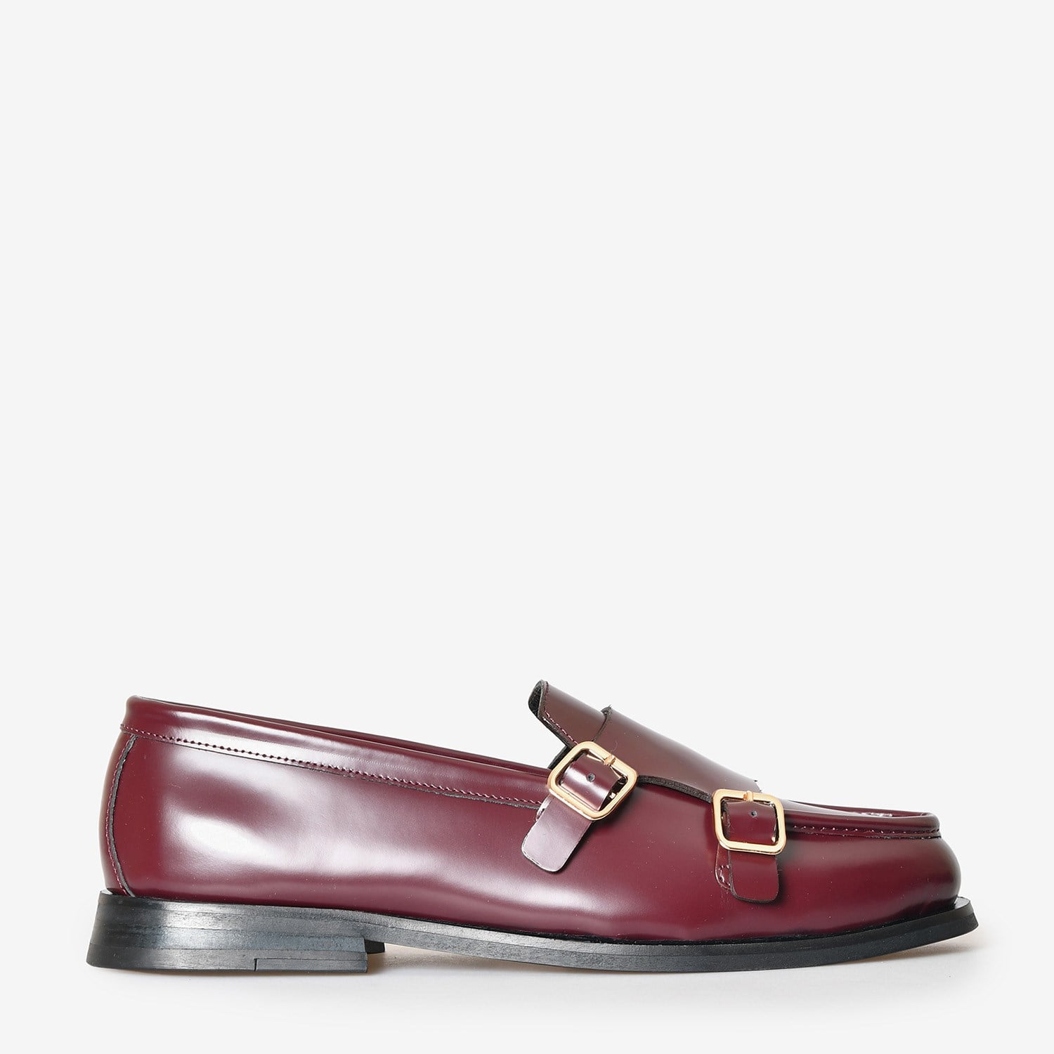 Bordo Deri Kemer Detaylı Kadın Loafer