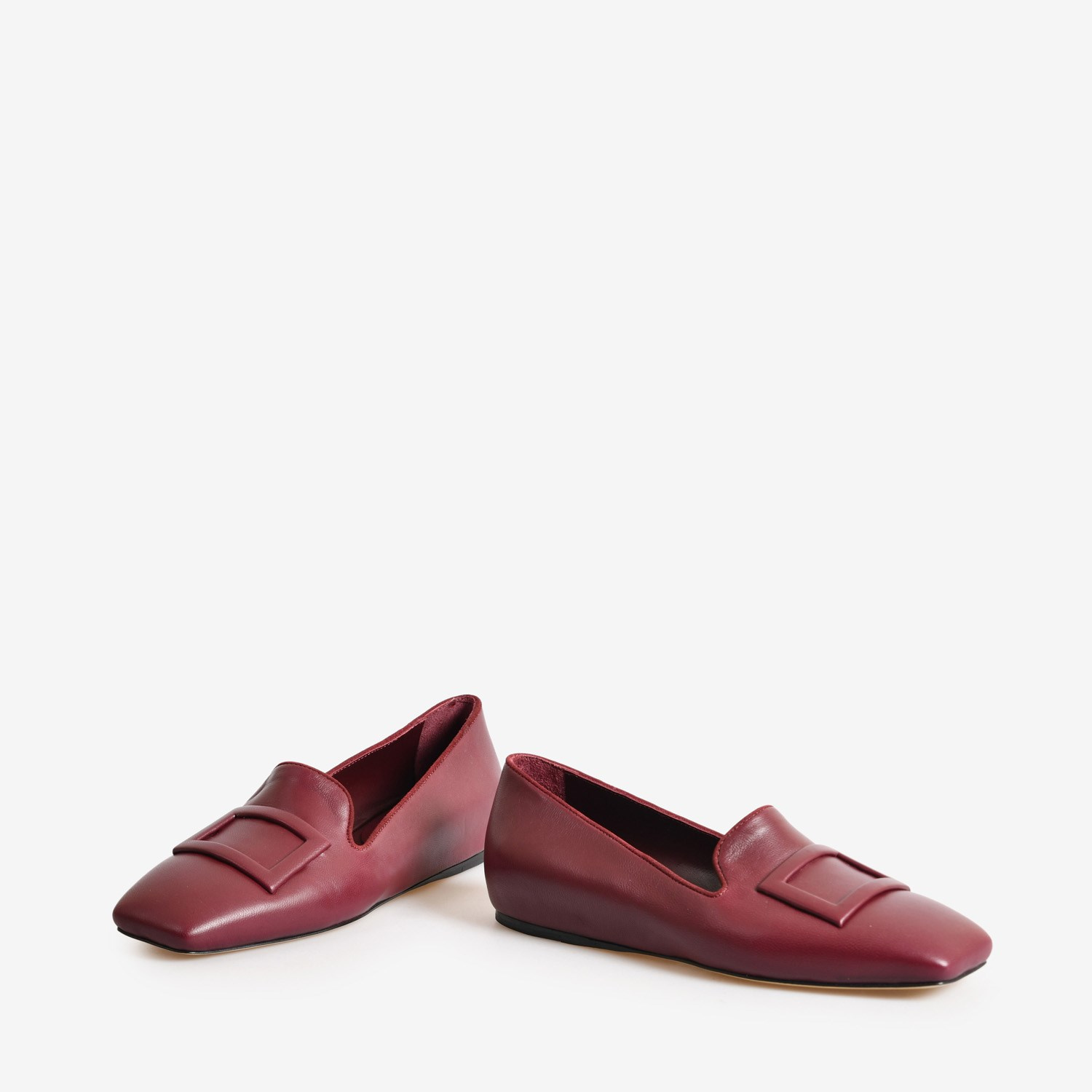 Bordo Deri Toka Detaylı Kadın Loafer
