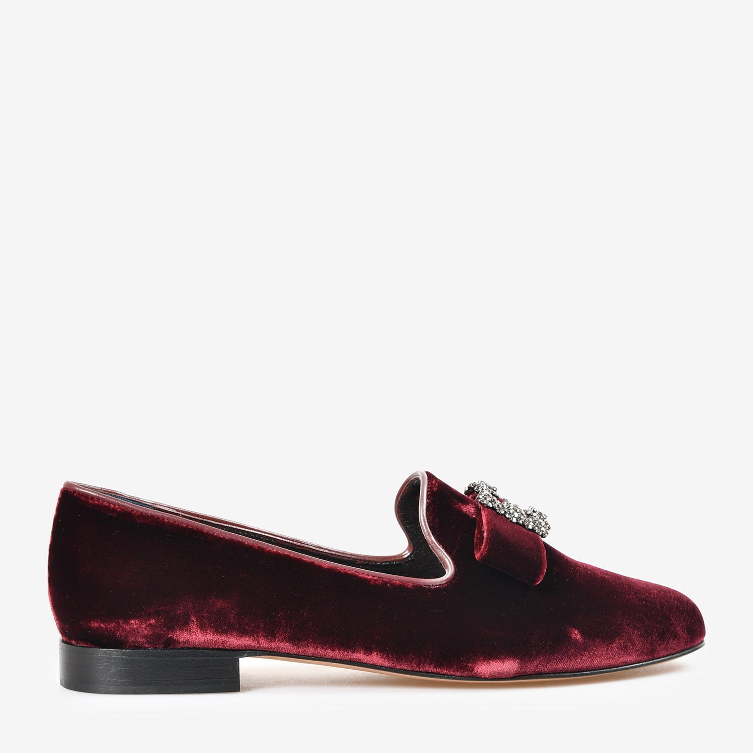 Bordo Kadife Tokalı Kadın Loafer