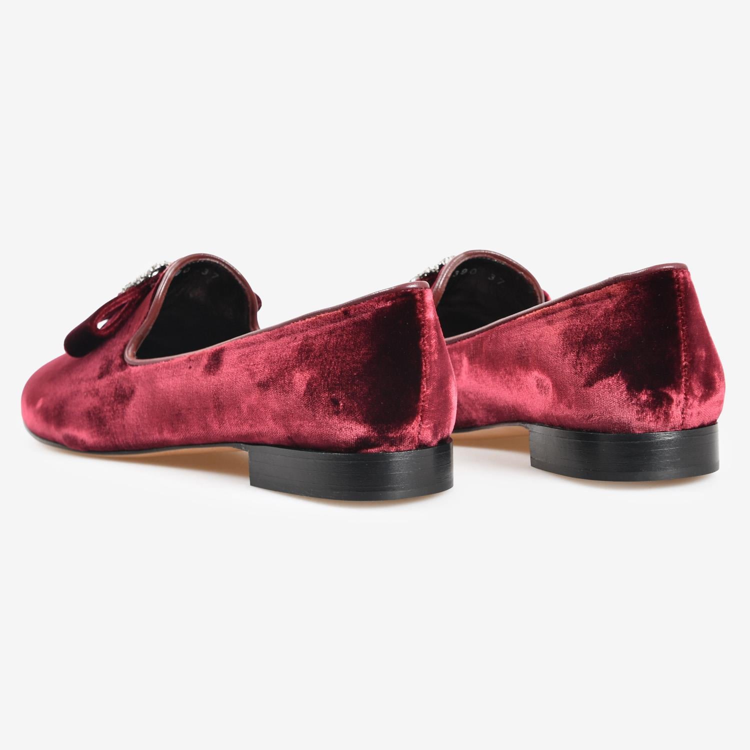 Bordo Kadife Tokalı Kadın Loafer