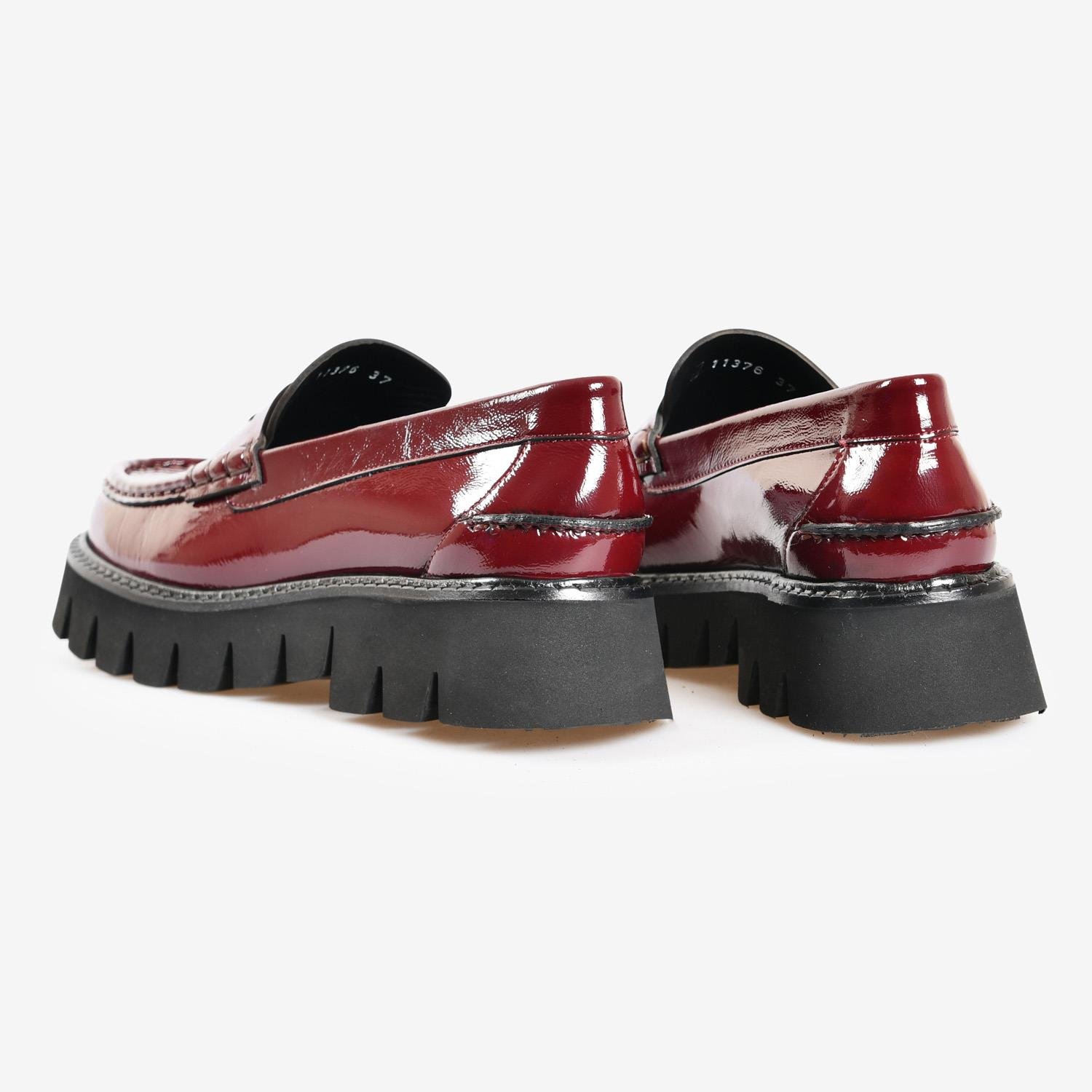 Bordo Kırışık Rugan Kadın Loafer