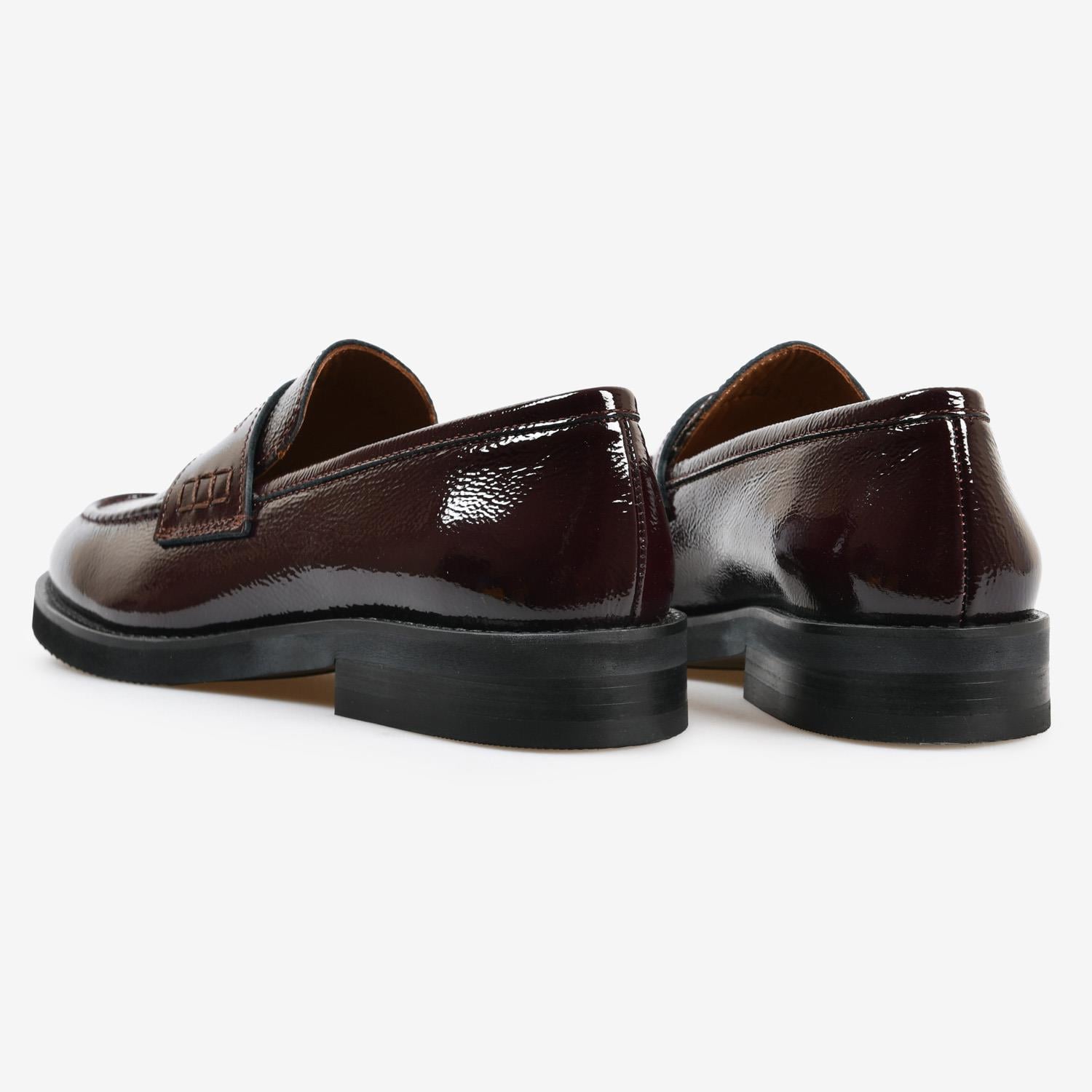 Bordo Kırışık Rugan Kadın Loafer