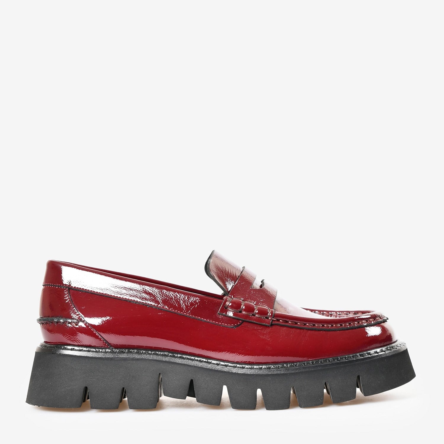 Bordo Kırışık Rugan Kadın Loafer
