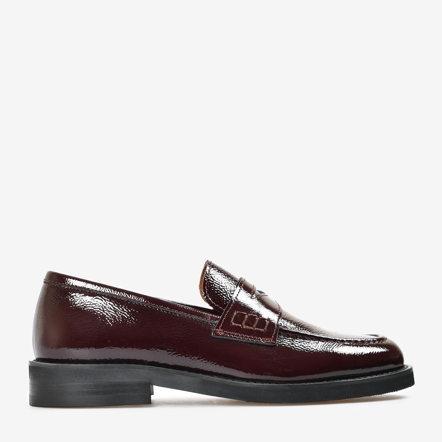 Bordo Kırışık Rugan Kadın Loafer