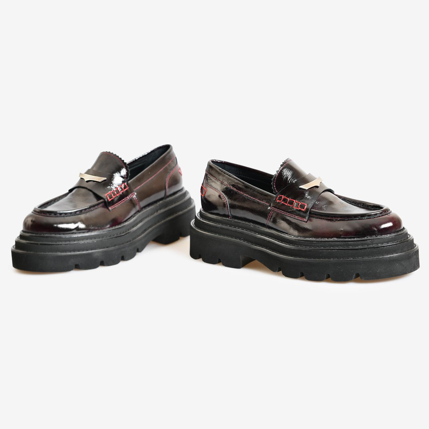 Bordo Rugan Kadın Loafer