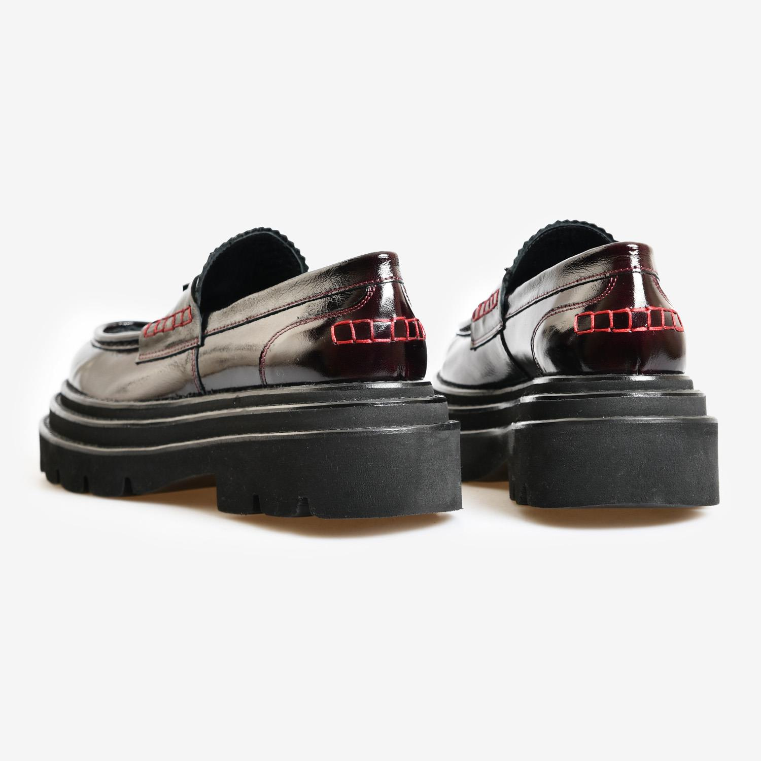 Bordo Rugan Kadın Loafer