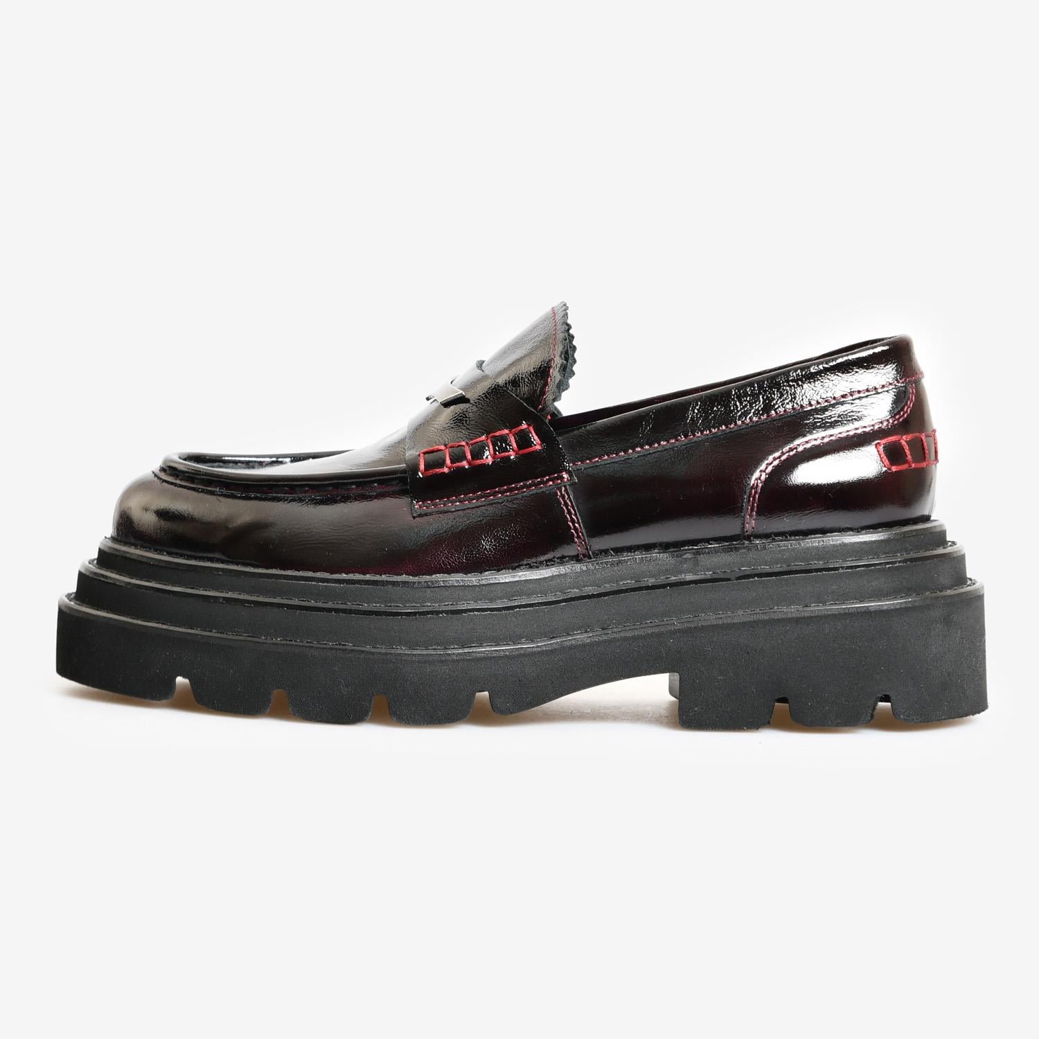Bordo Rugan Kadın Loafer