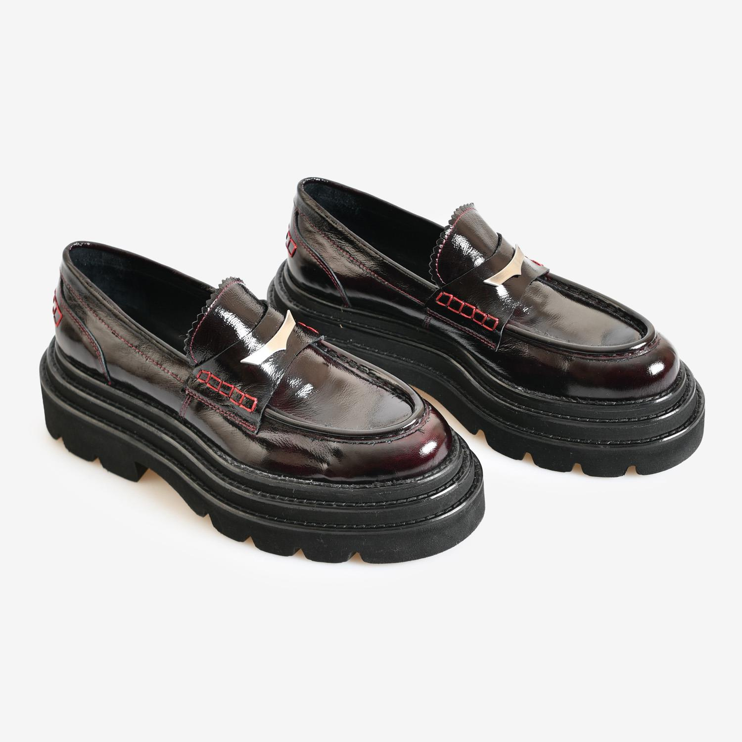 Bordo Rugan Kadın Loafer