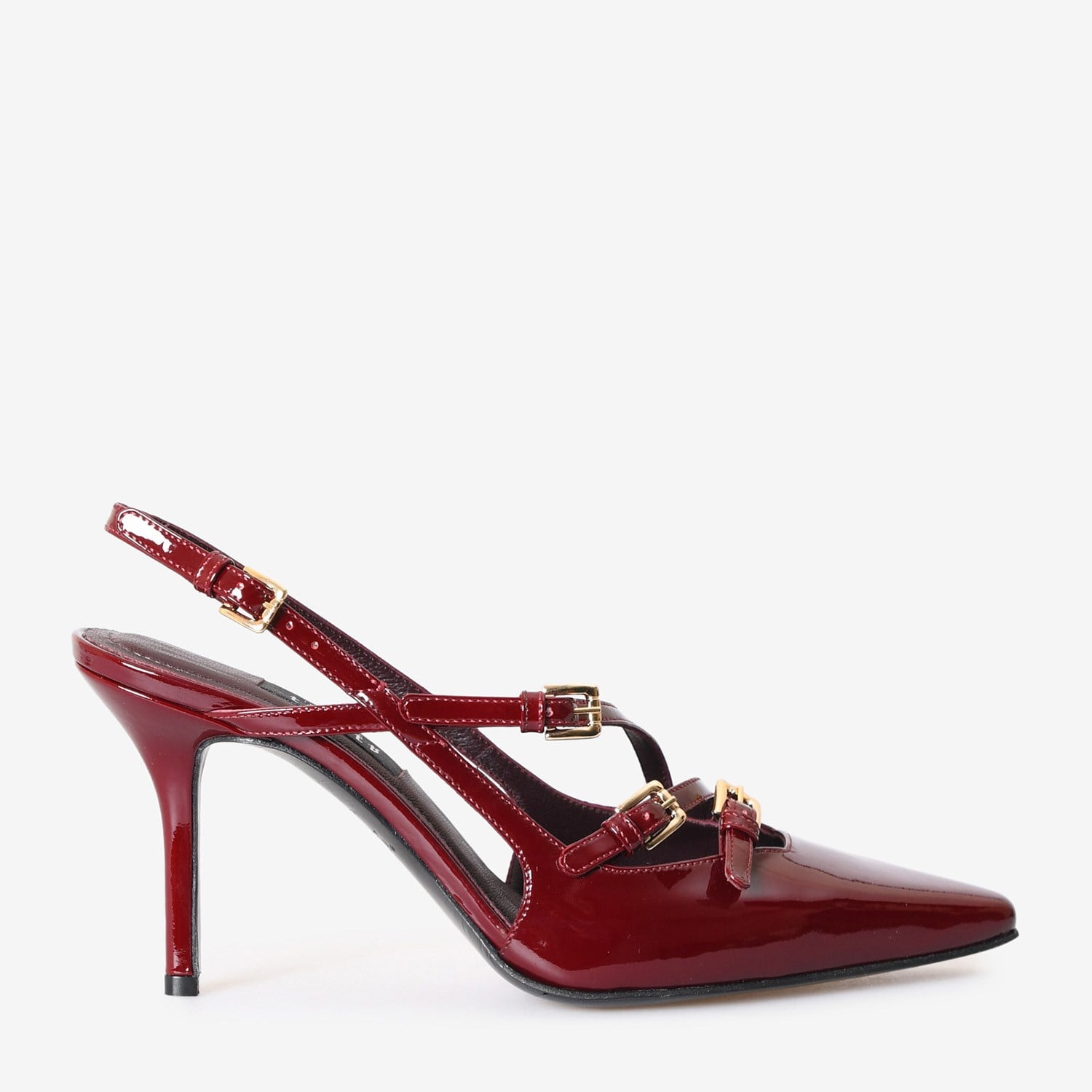 Bordo Rugan Tokalı Kadın Abiye Sandalet