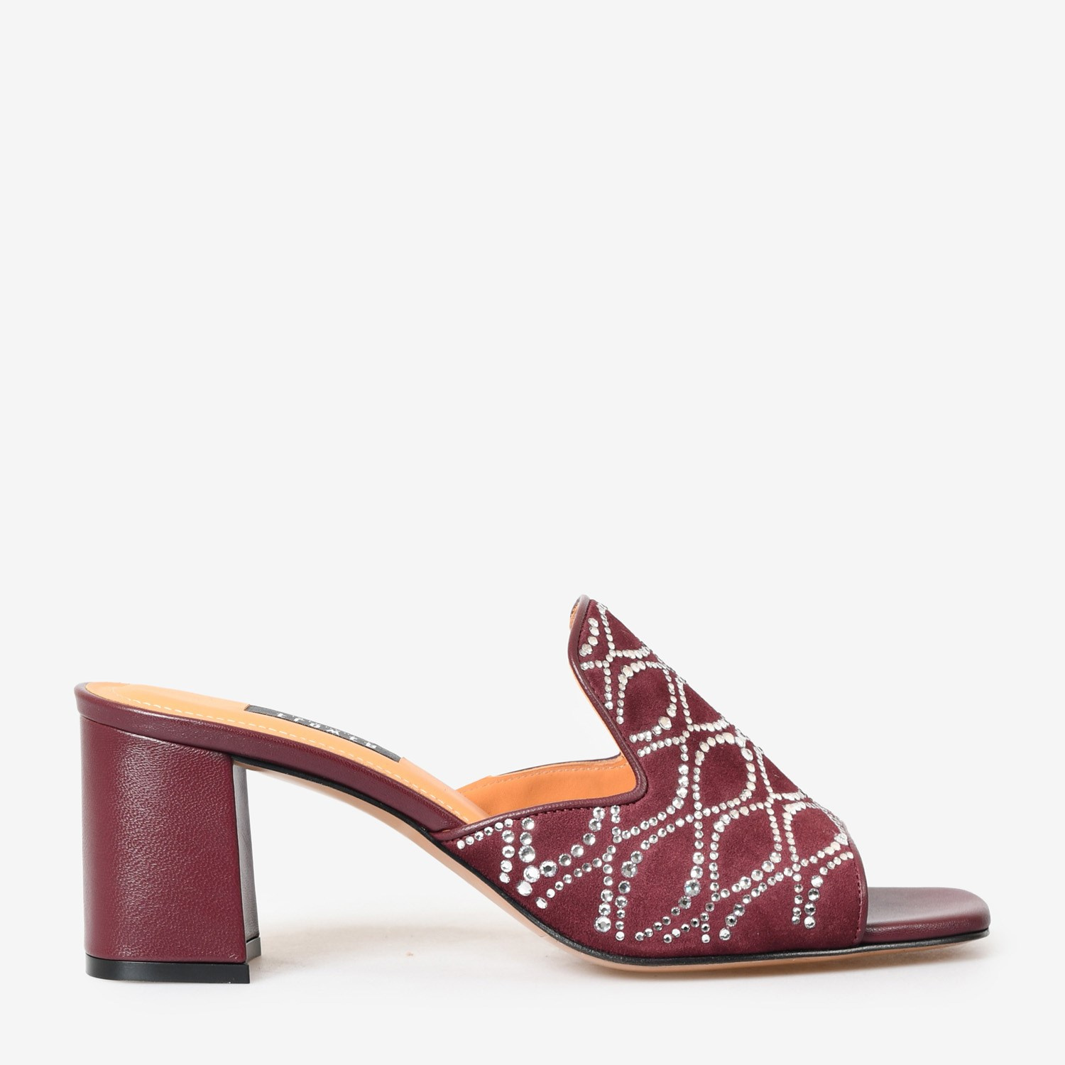 Bordo Süet Kristal Taşlı Abiye Terlik