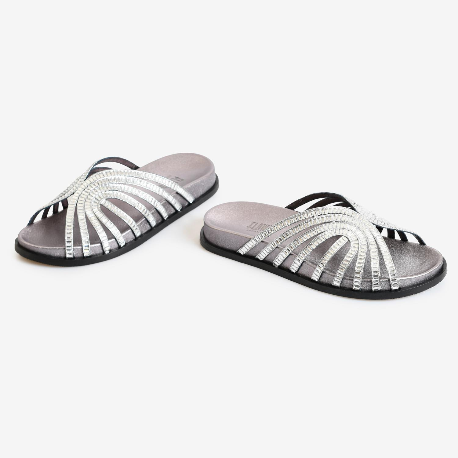 Bronz Saten Taşlı Kadın Terlik