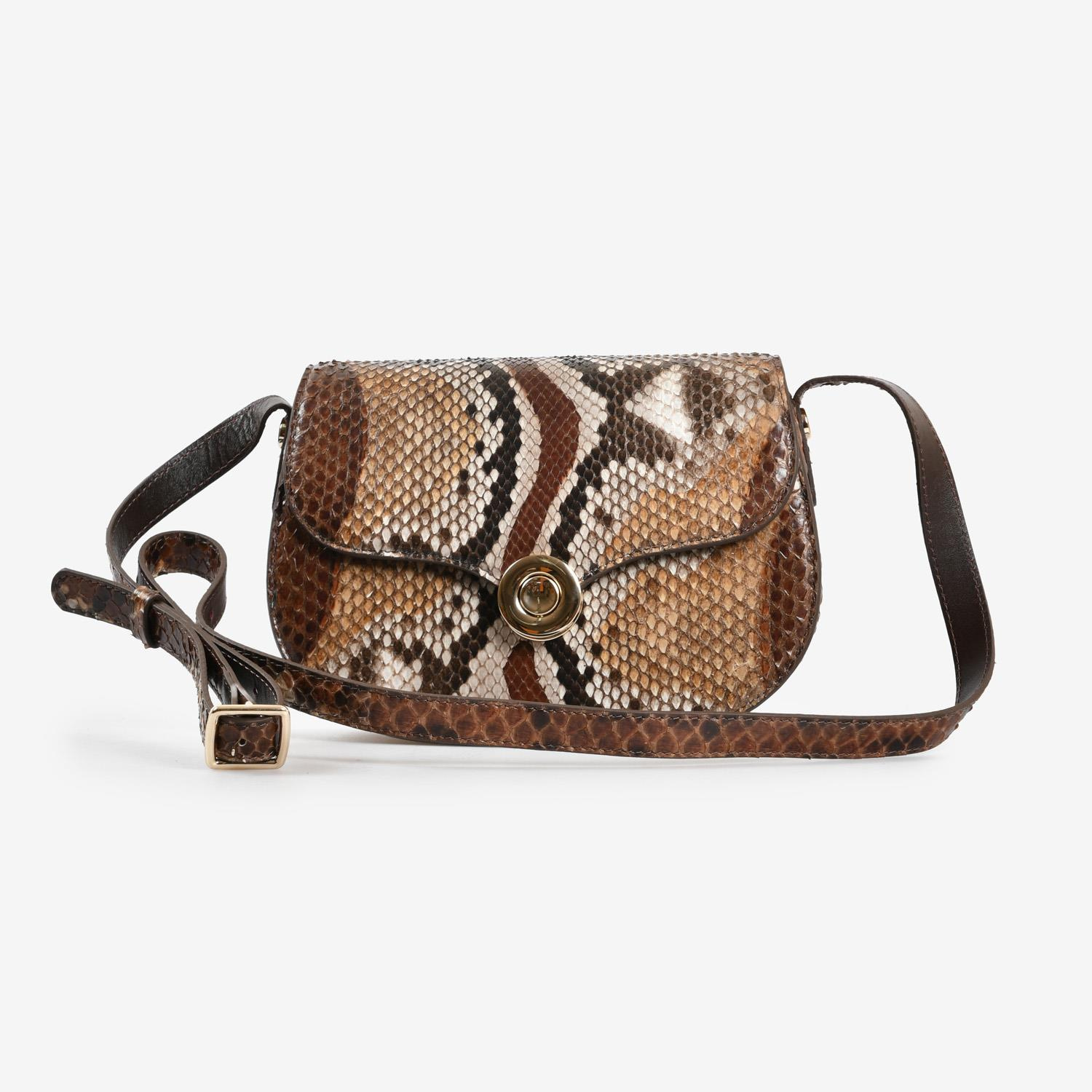 Camel Piton Deri Kadın Askılı Çanta